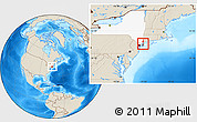 Shaded Relief Location Map of ZIP code 11709, highlighted county, highlighted state