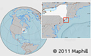 Gray Location Map of ZIP code 11801, highlighted state, hill shading