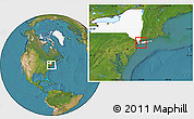 Satellite Location Map of ZIP code 11801, highlighted county, highlighted state