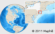 Shaded Relief Location Map of ZIP code 11804, highlighted county, highlighted state