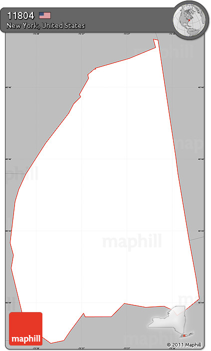 Gray Simple Map of ZIP Code 11804