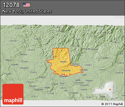 Savanna Style 3D Map of ZIP Code 12078