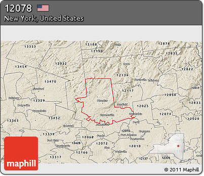 Shaded Relief 3D Map of ZIP Code 12078