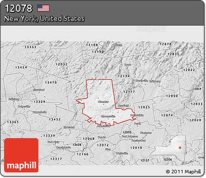Silver Style 3D Map of ZIP Code 12078