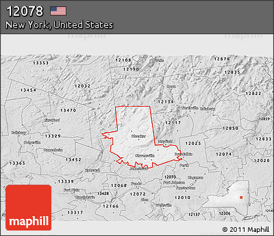 Silver Style 3D Map of ZIP Code 12078