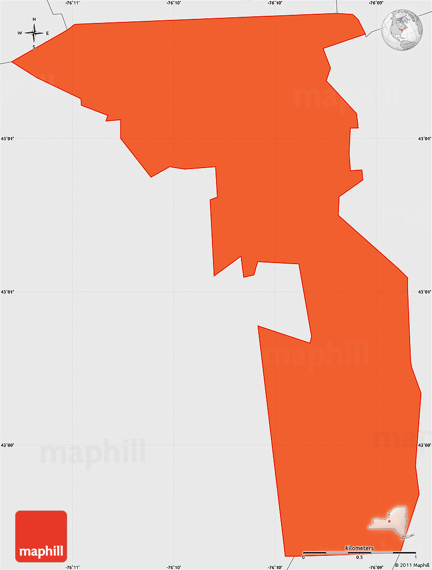 Political Simple Map of ZIP Code 13207, single color outside, borders