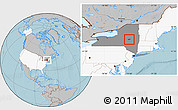 Gray Location Map of ZIP code 13339, highlighted country, highlighted state, hill shading