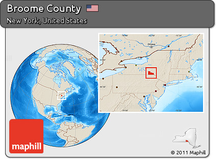 Shaded Relief Location Map of Broome County