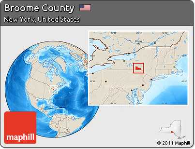 Shaded Relief Location Map of Broome County
