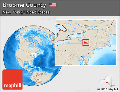 Shaded Relief Location Map of Broome County