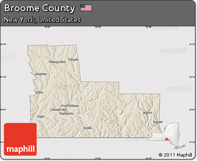 Shaded Relief Map of Broome County, cropped outside