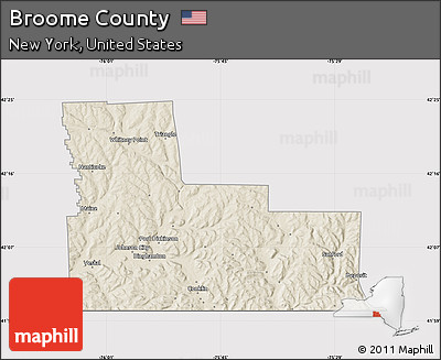 Shaded Relief Map of Broome County, cropped outside