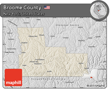 Shaded Relief Map of Broome County, desaturated
