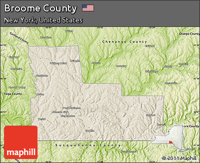 Shaded Relief Map of Broome County, physical outside