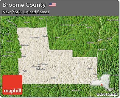 Shaded Relief Map of Broome County, satellite outside