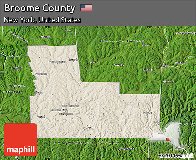 Shaded Relief Map of Broome County, satellite outside