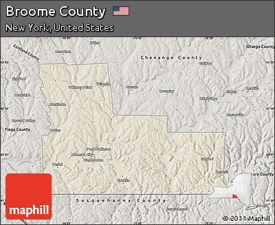 Shaded Relief Map of Broome County, semi-desaturated