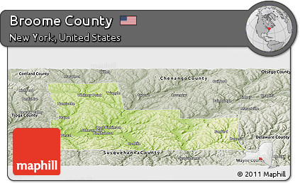 Physical Panoramic Map of Broome County, semi-desaturated