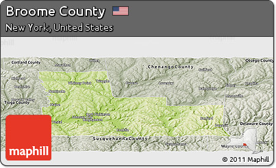 Physical Panoramic Map of Broome County, semi-desaturated