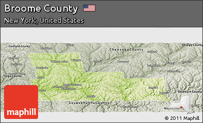 Physical Panoramic Map of Broome County, semi-desaturated