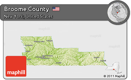 Physical Panoramic Map of Broome County, single color outside