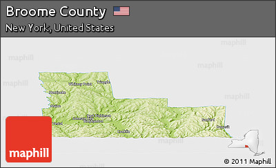 Physical Panoramic Map of Broome County, single color outside
