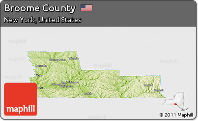 Physical Panoramic Map of Broome County, single color outside