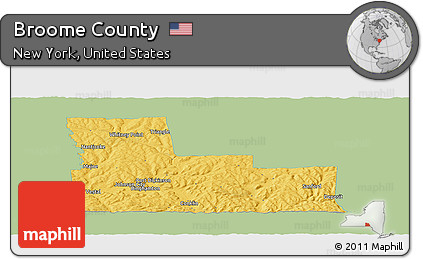 Savanna Style Panoramic Map of Broome County, single color outside