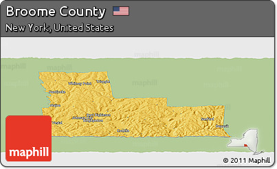 Savanna Style Panoramic Map of Broome County, single color outside