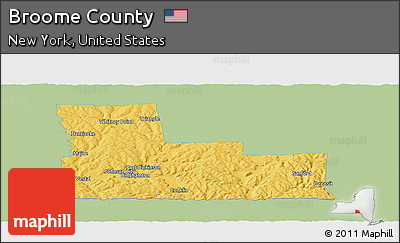 Savanna Style Panoramic Map of Broome County, single color outside