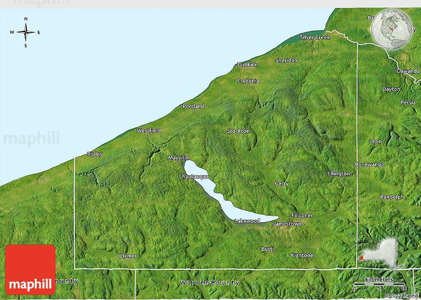 Satellite 3D Map of Chautauqua County