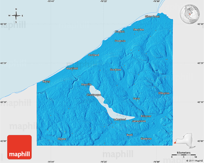 Political Map of Chautauqua County, single color outside