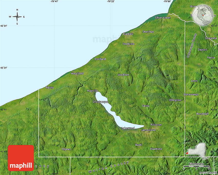 Satellite Map of Chautauqua County