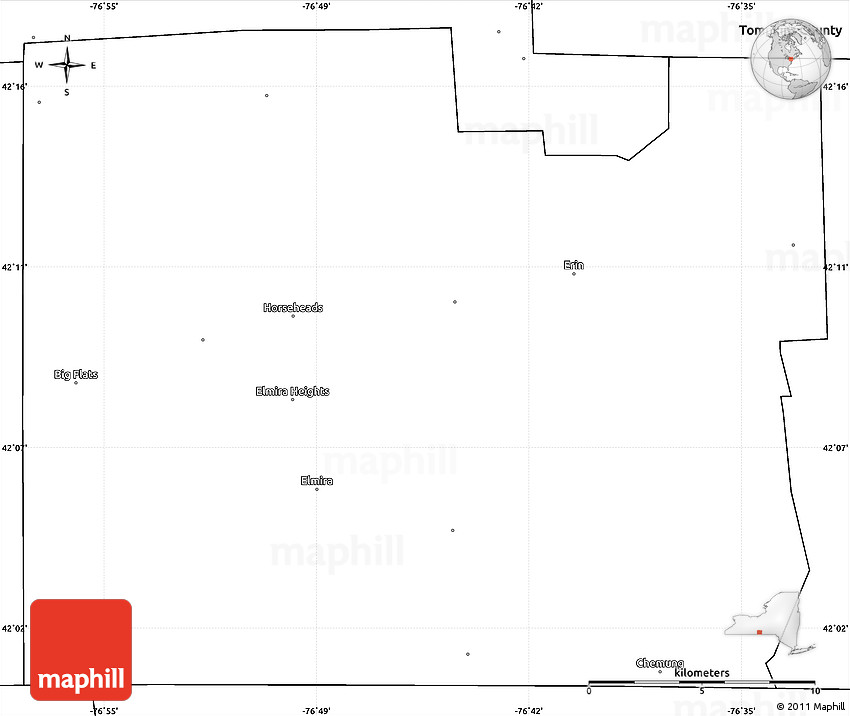 Blank Simple Map of Chemung County