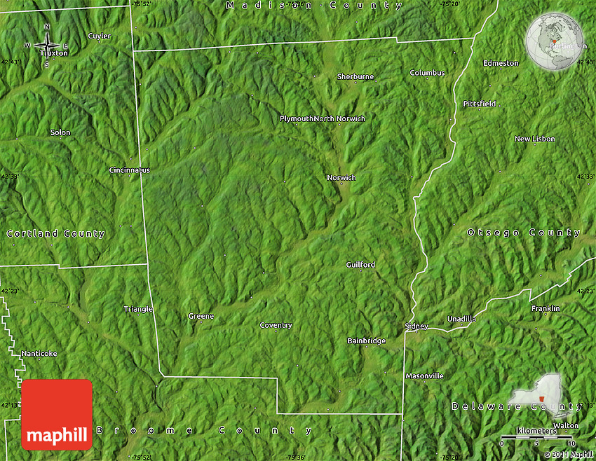 Satellite Map of Chenango County