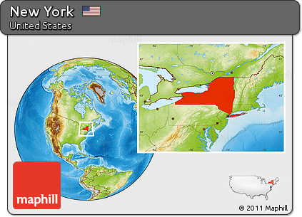 Physical Location Map of New York
