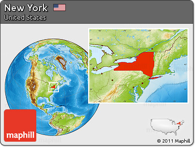 Physical Location Map of New York