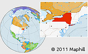 Political Location Map of New York, highlighted country