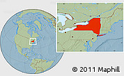 Savanna Style Location Map of New York, hill shading