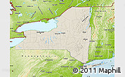 Shaded Relief Map of New York, physical outside