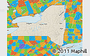 Shaded Relief Map of New York, political outside