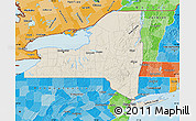 Shaded Relief Map of New York, political shades outside
