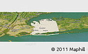 Shaded Relief Panoramic Map of Nassau County, satellite outside