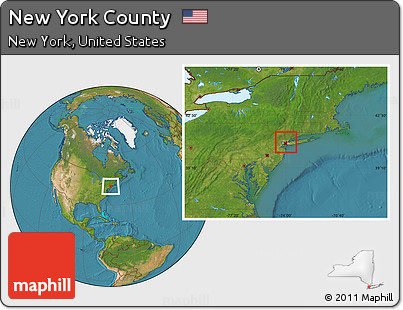 Satellite Location Map of New York County