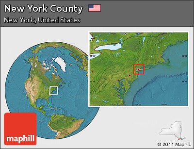 Satellite Location Map of New York County