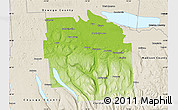Physical Map of Onondaga County, shaded relief outside