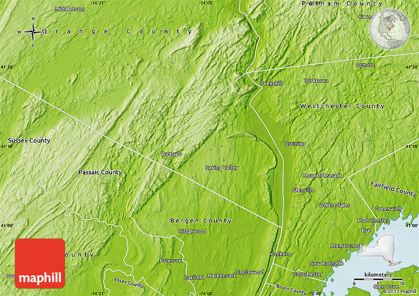Physical Map of Rockland County
