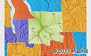 Physical Map of Tompkins County, political outside