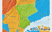 Physical Map of Westchester County, political outside