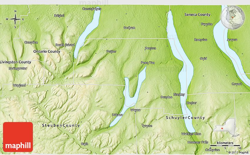 Physical 3D Map of Yates County